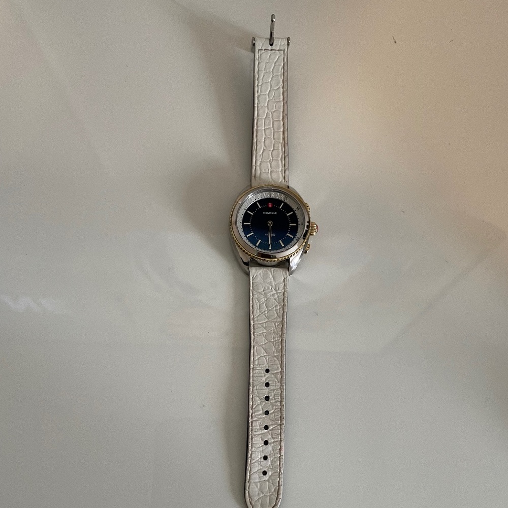 White Leather Michele Watch